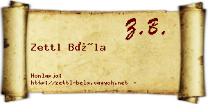 Zettl Béla névjegykártya